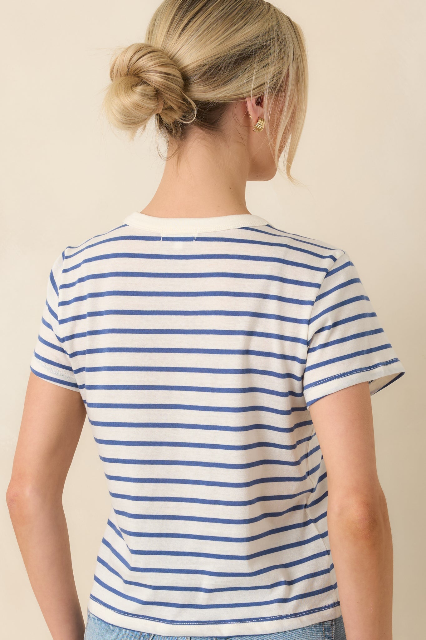 Z Supply Junie Deep Blue Cotton Stripe Tee