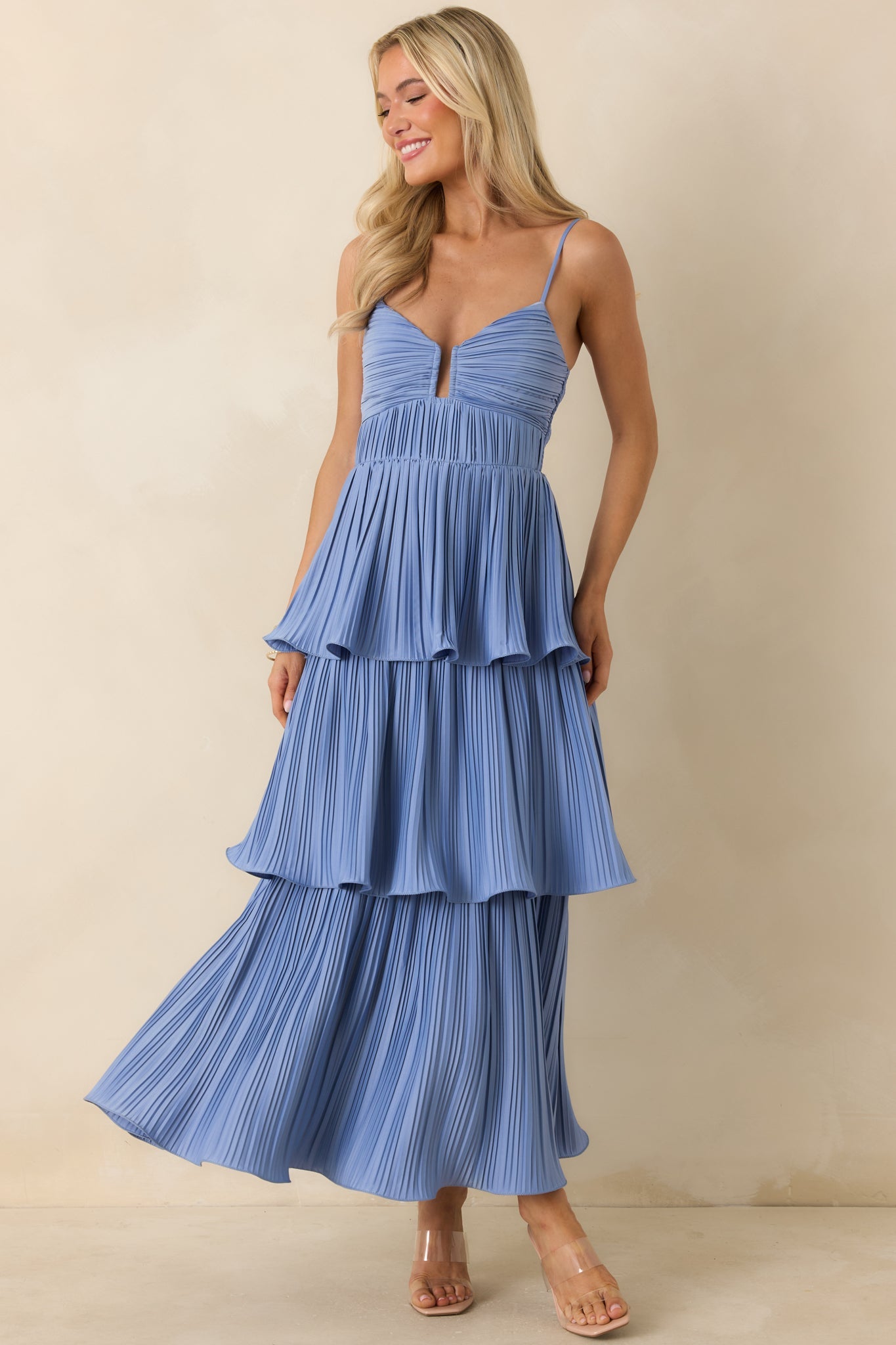 ASTR The Label Lupin Blue Tiered Maxi Dress