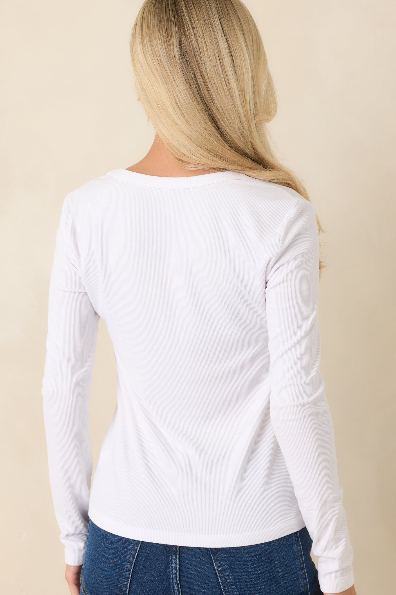 There When You Need It Ivory Ribbed Long Sleeve Tee