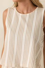 Z Supply Sloane Ivory & Tan Cotton Knit Stripe Top