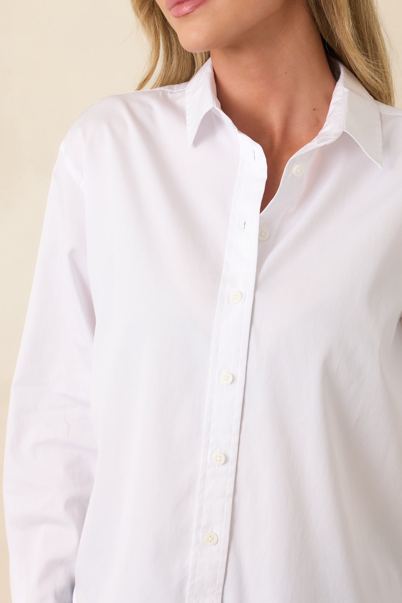 SPANX® White Cotton Poplin Oversized Button-Up Shirt