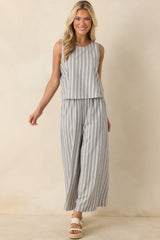 Z Supply Scout Grey & White Cotton Knit Stripe Pants