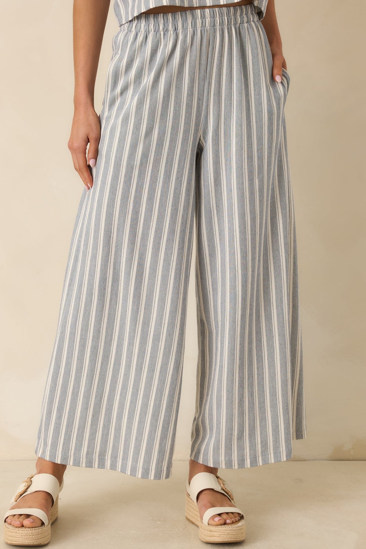 Z Supply Scout Grey & White Cotton Knit Stripe Pants