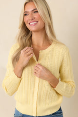 Hello Sunshine Butter Yellow Pointelle Knit Cardigan