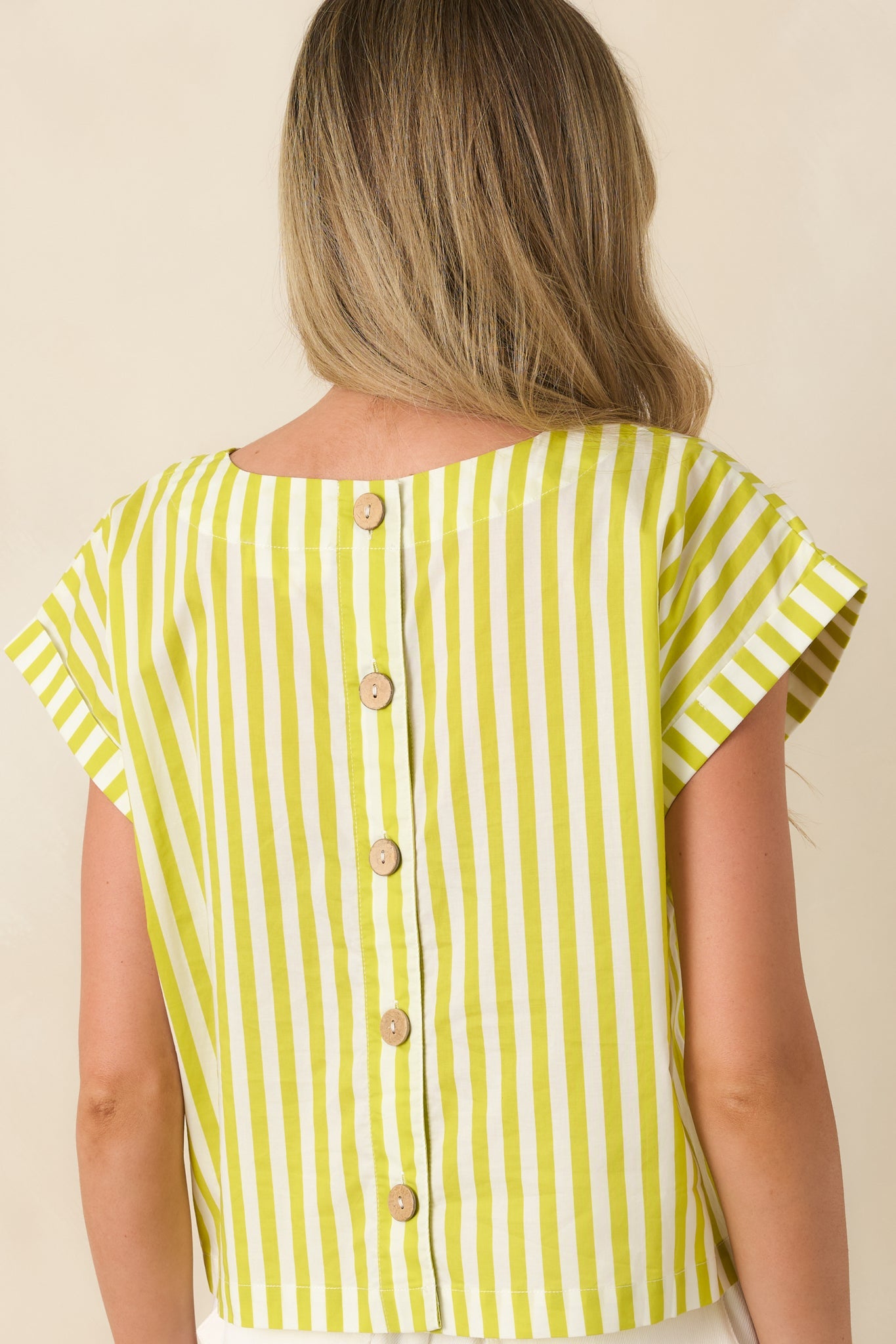 Making Moves Chartreuse Green Stripe Boxy Cotton Top