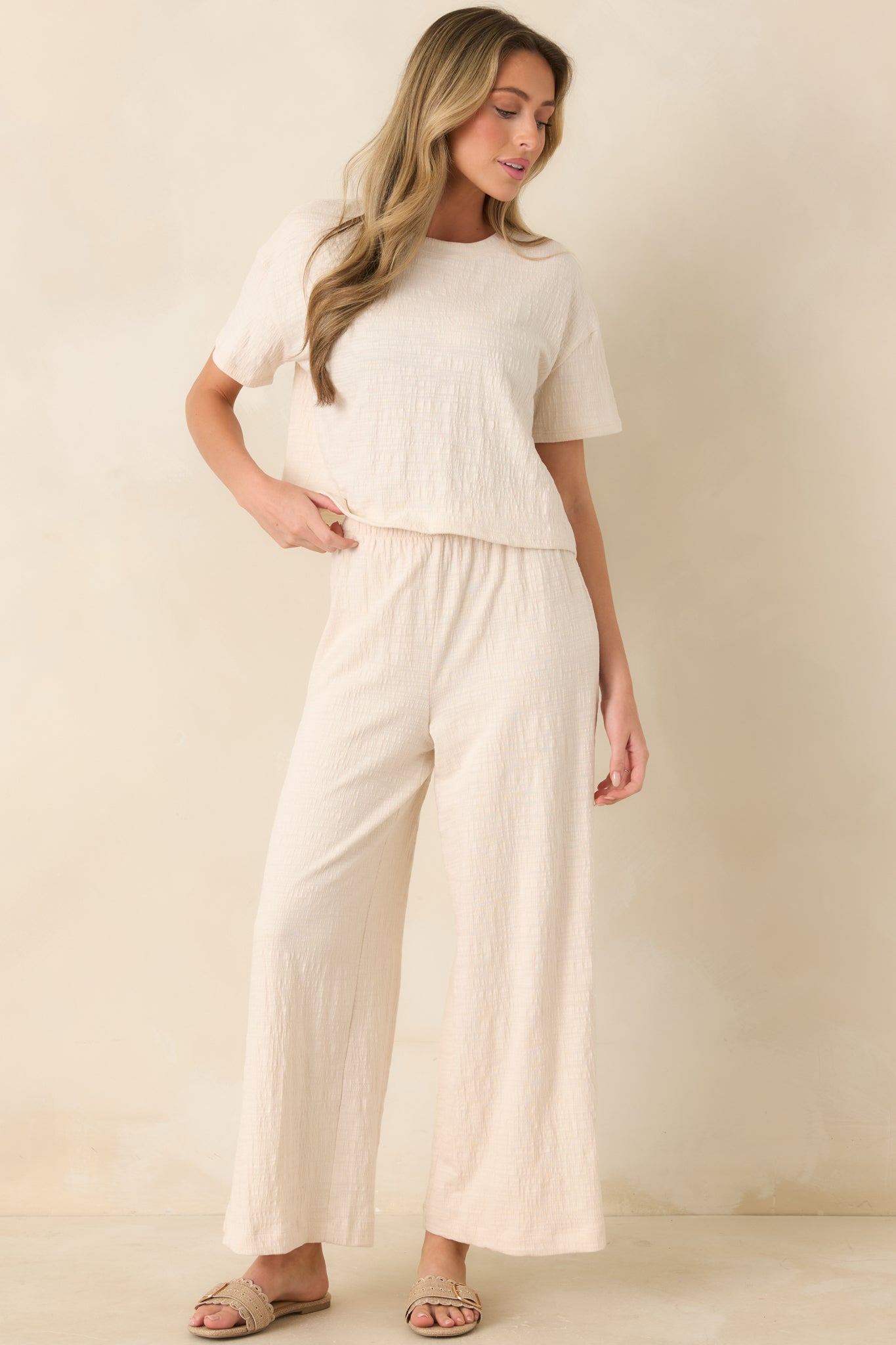 Z Supply Ivory Sway Textured Cropped Tee