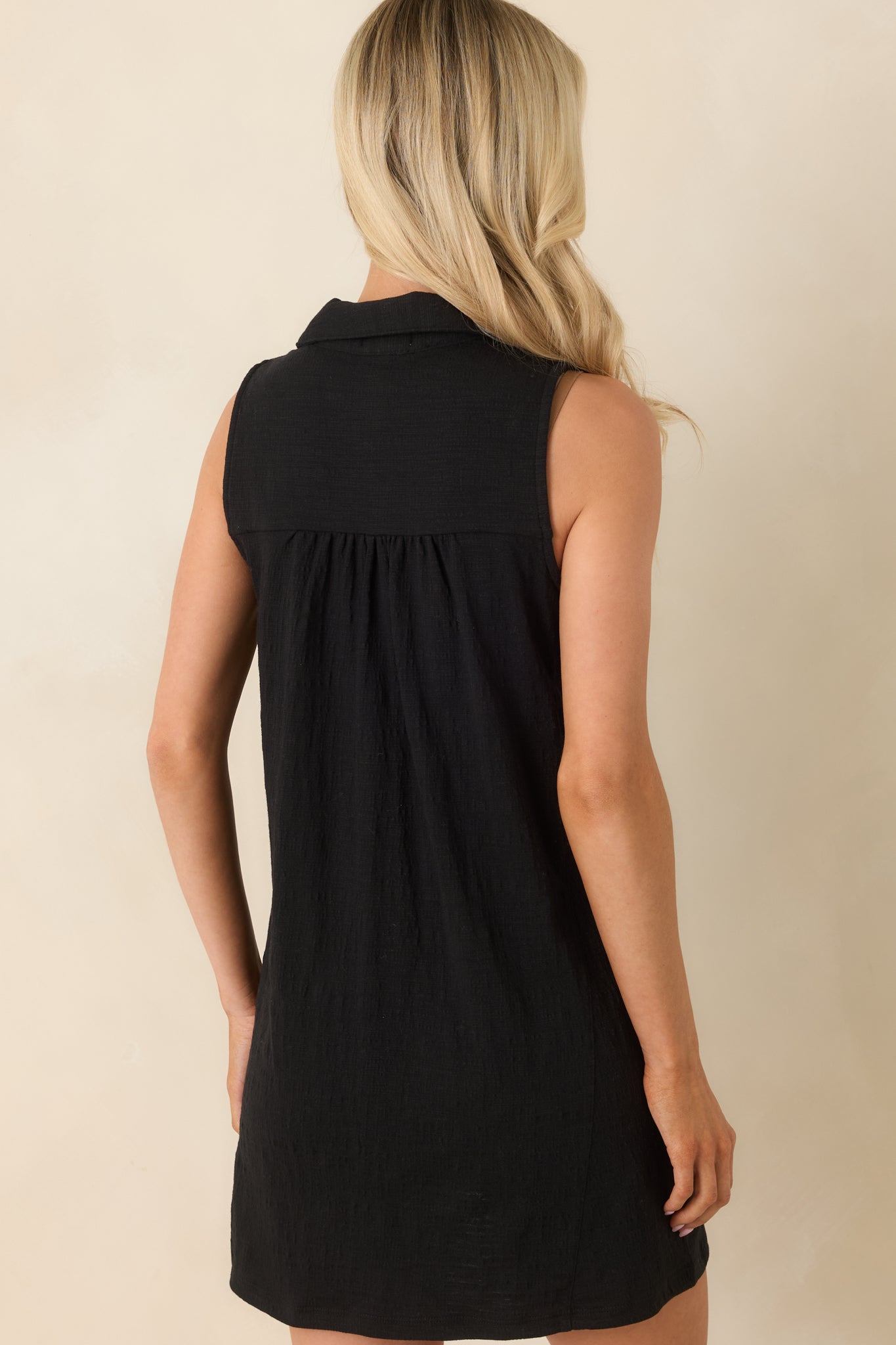 Z Supply New Light Black Textured Shirt Mini Dress