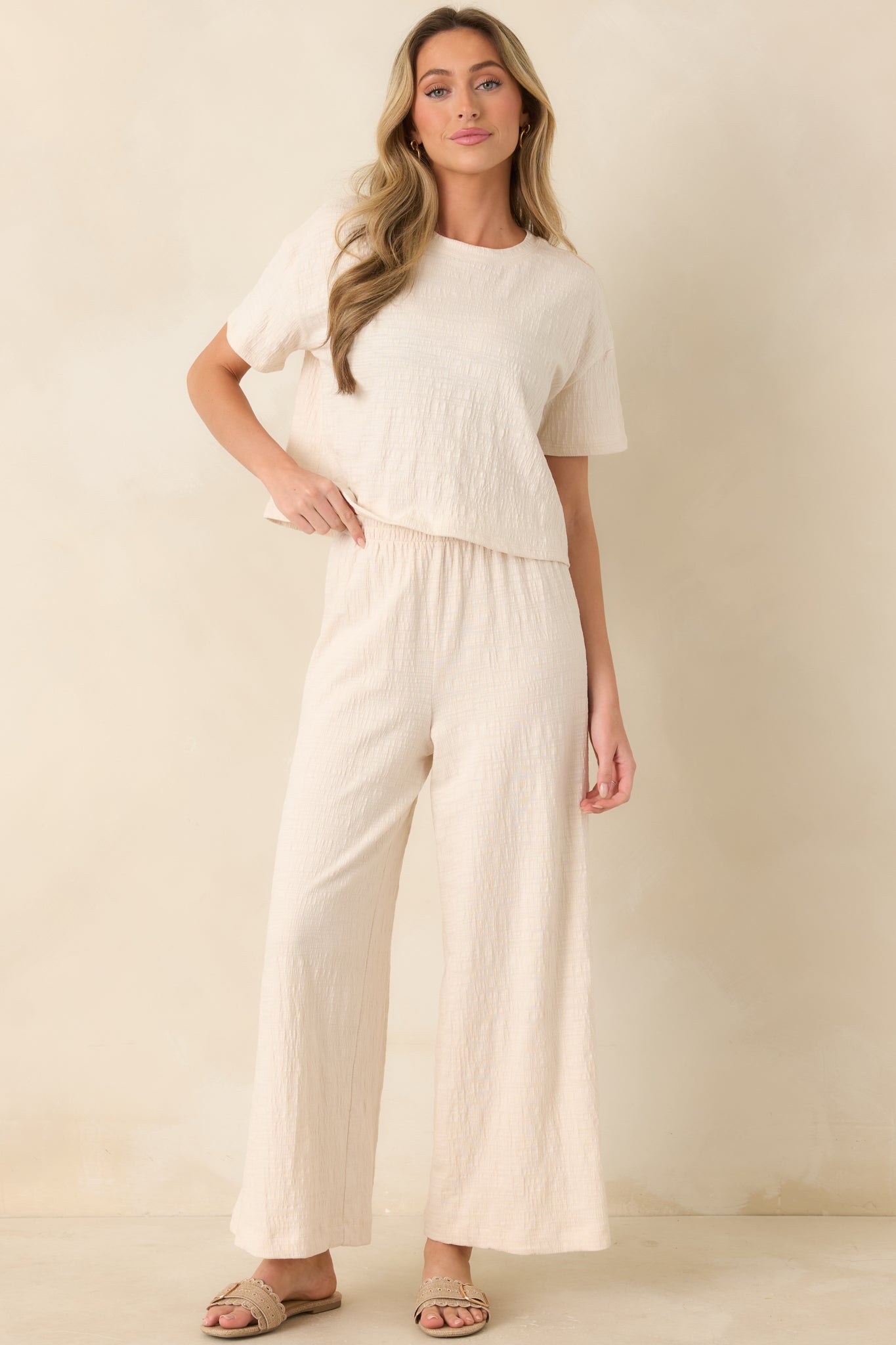 Z Supply Ivory Sway Textured Cropped Tee