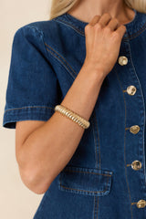 Electric Nights Gold Textured Stretch Bracelet