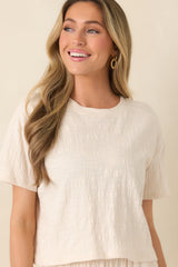 Z Supply Ivory Sway Textured Cropped Tee
