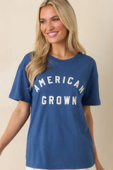 Z Supply American Grown Deep Blue Cotton Boyfriend Tee