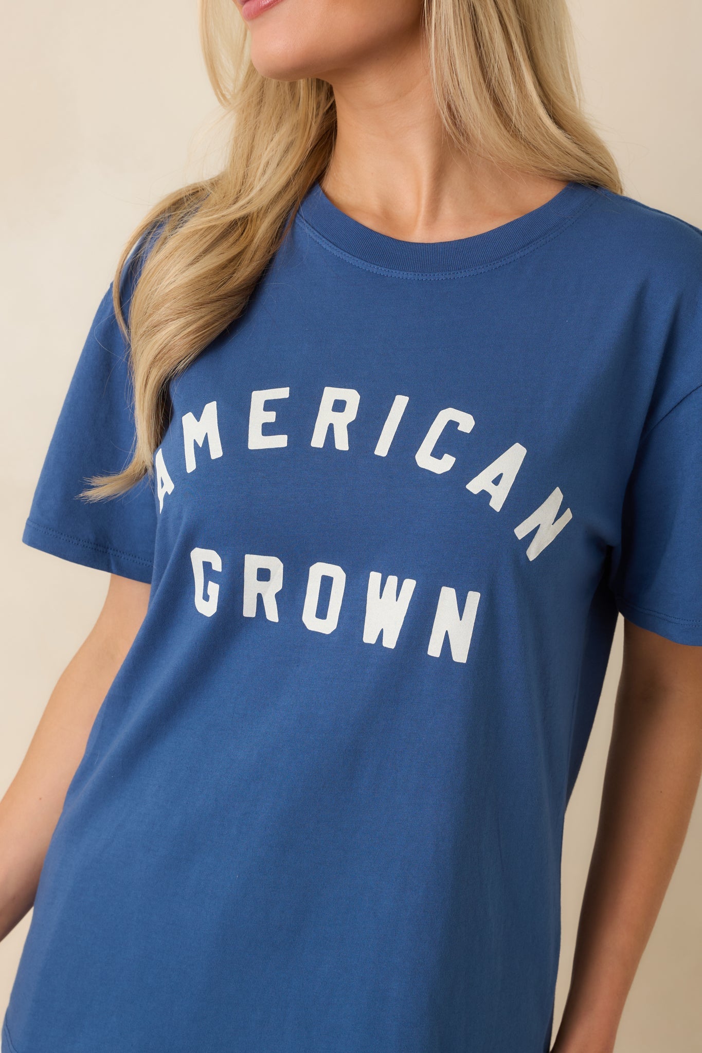 Z Supply American Grown Deep Blue Cotton Boyfriend Tee
