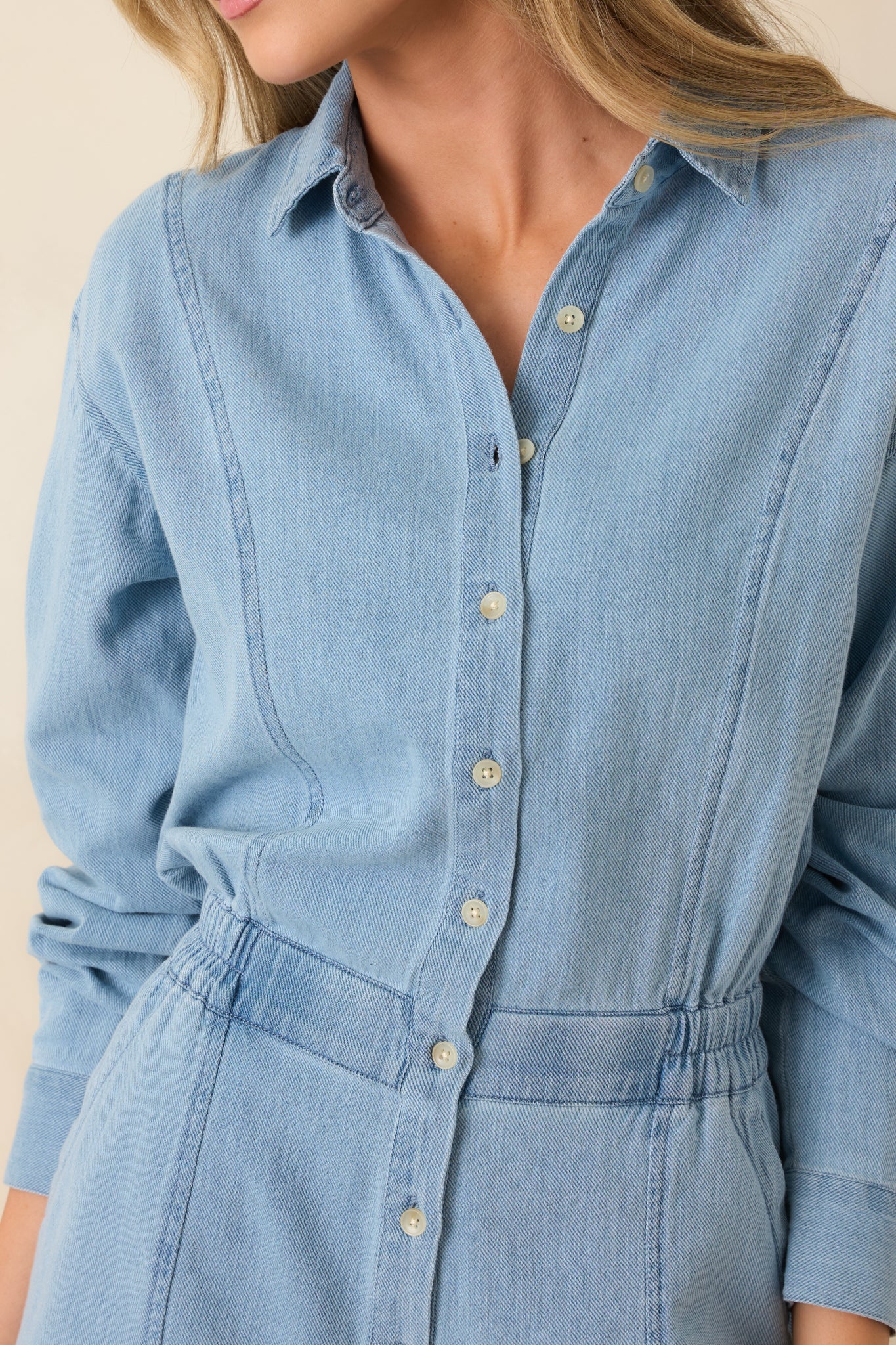 Z Supply Lake Blue Sully Cotton Twill Romper