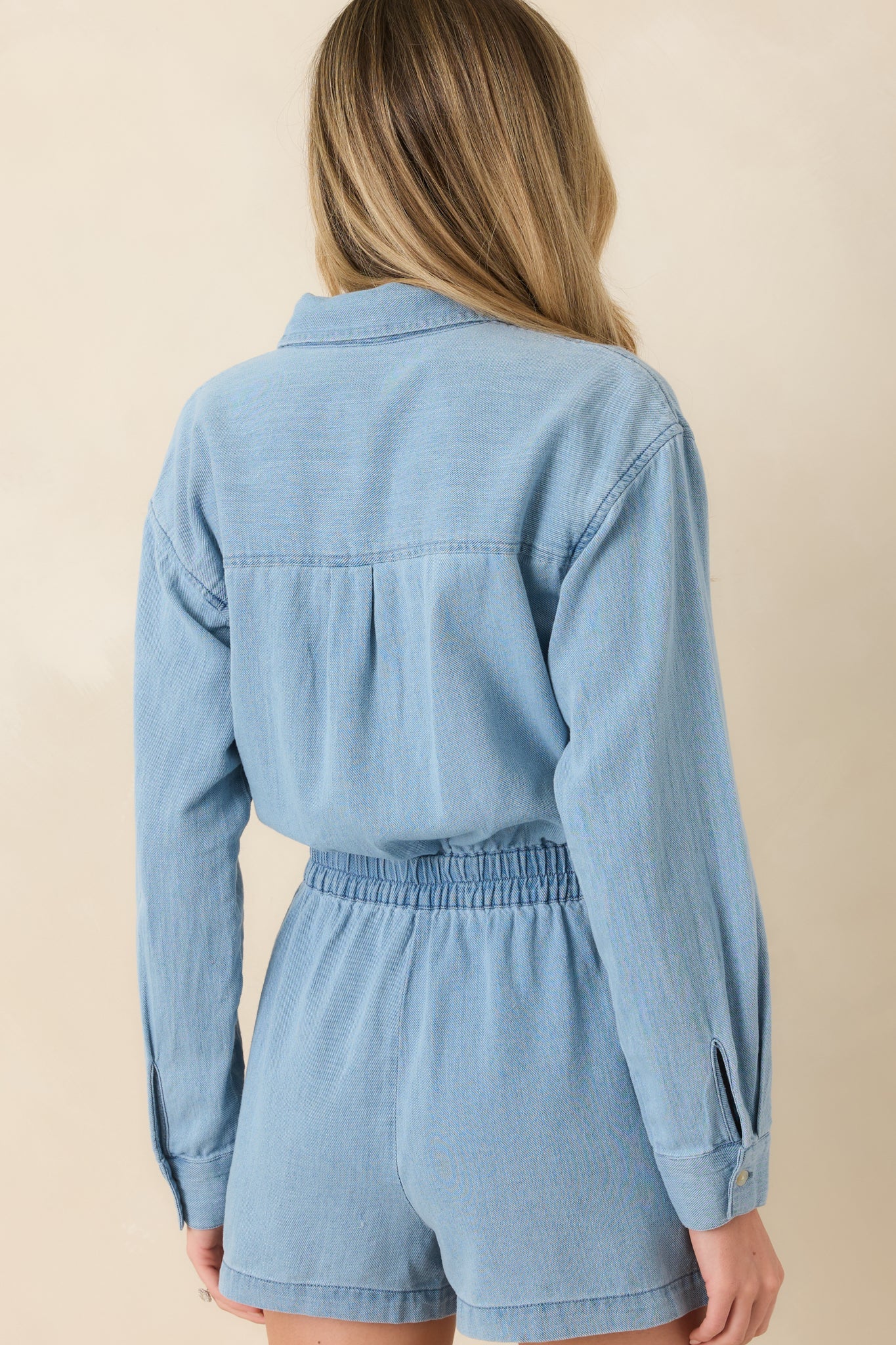 Z Supply Lake Blue Sully Cotton Twill Romper