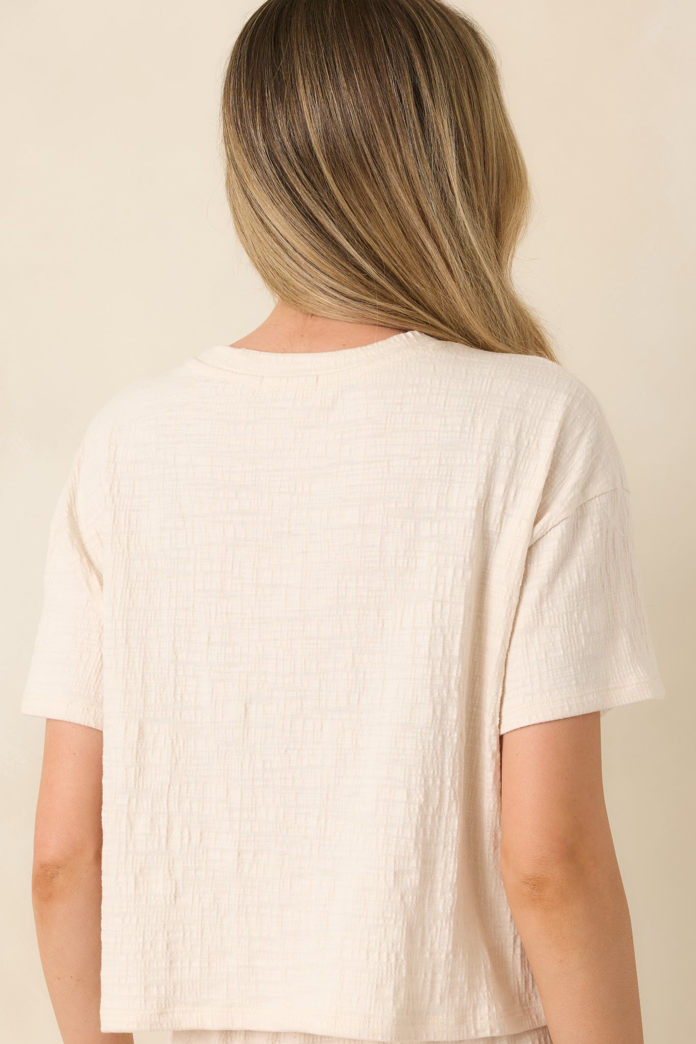 Z Supply Ivory Sway Textured Cropped Tee