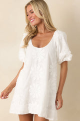 MINKPINK Alessia White Cotton Floral Applique Mini Dress