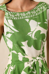 Refined Taste Green Floral Sleeveless Maxi Dress