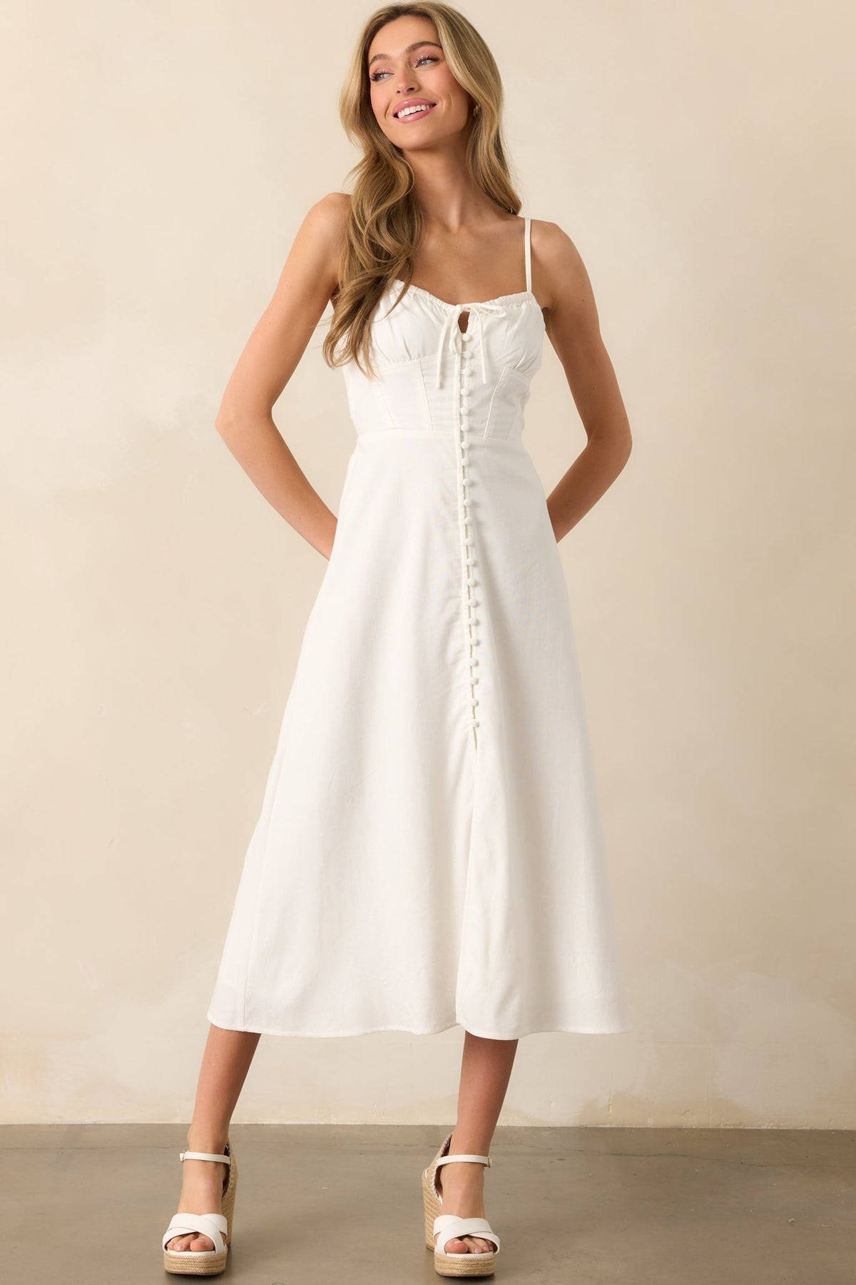 Tailor Made For You Ivory Button Front Maxi Dress