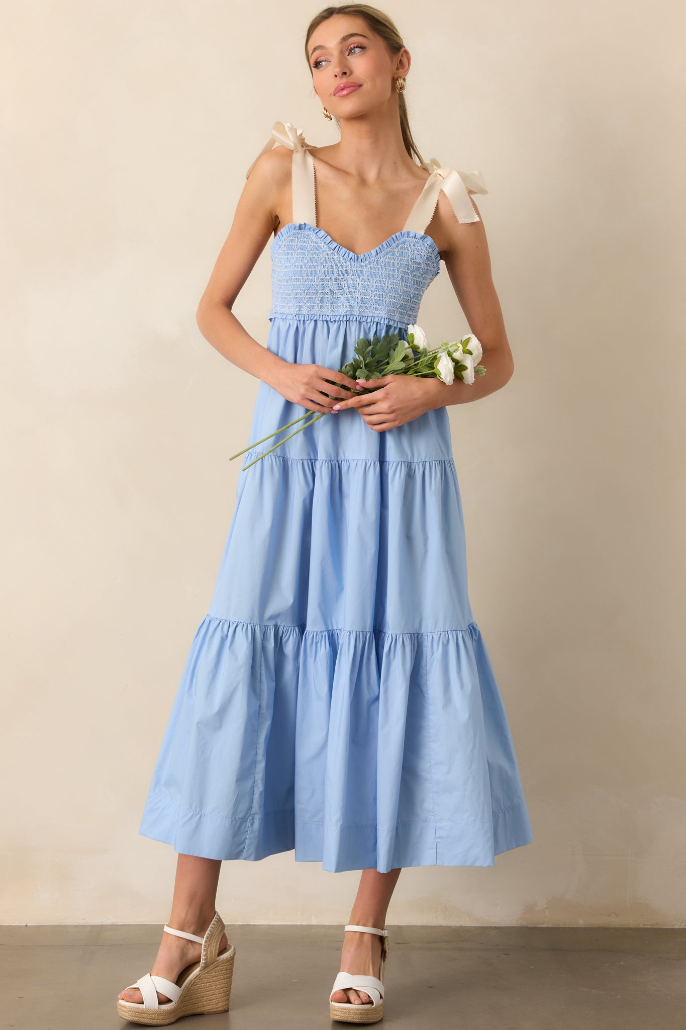 The Felicity Light Blue Cotton Midi Dress