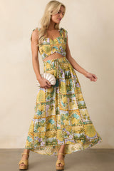 Stopping Time Green Tropical Print Maxi Skirt