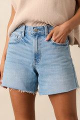 Days Like This Light Wash High Waisted Denim Shorts