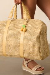 Weekend Trip Tan Natural Rattan Duffle Bag