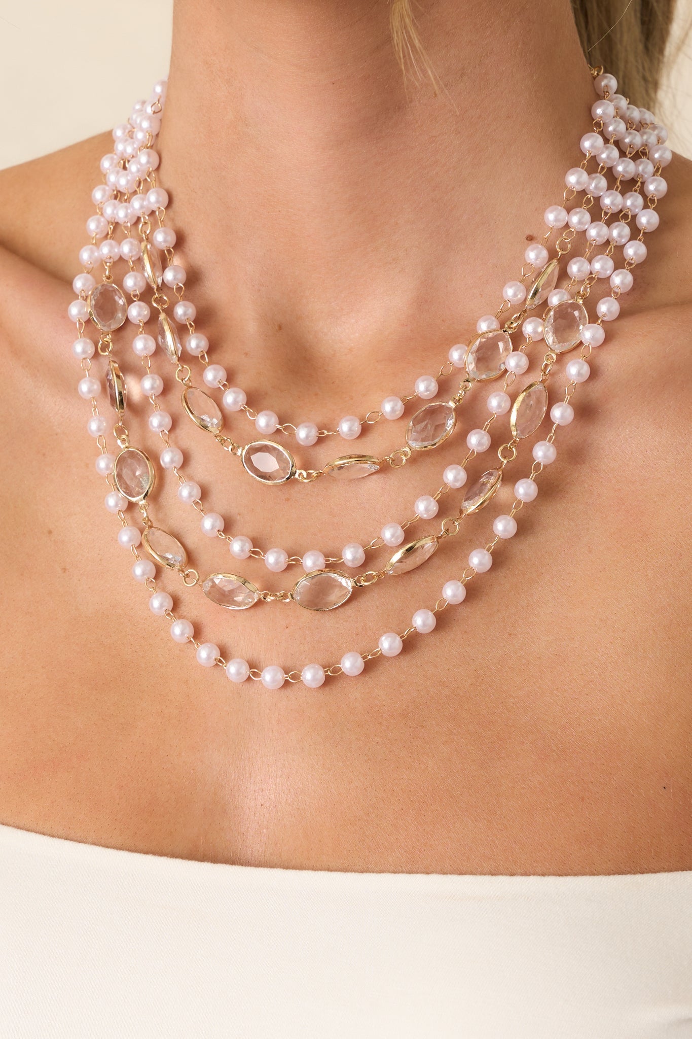 Only The Beginning Gold Ivory Pearl Layered Necklace