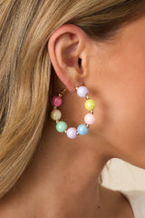 This Is My Moment Multicolor Pearlescent Bead Hoop Earrings