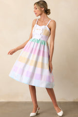 Kensington Easter Soiree Plaid Cotton Midi Dress