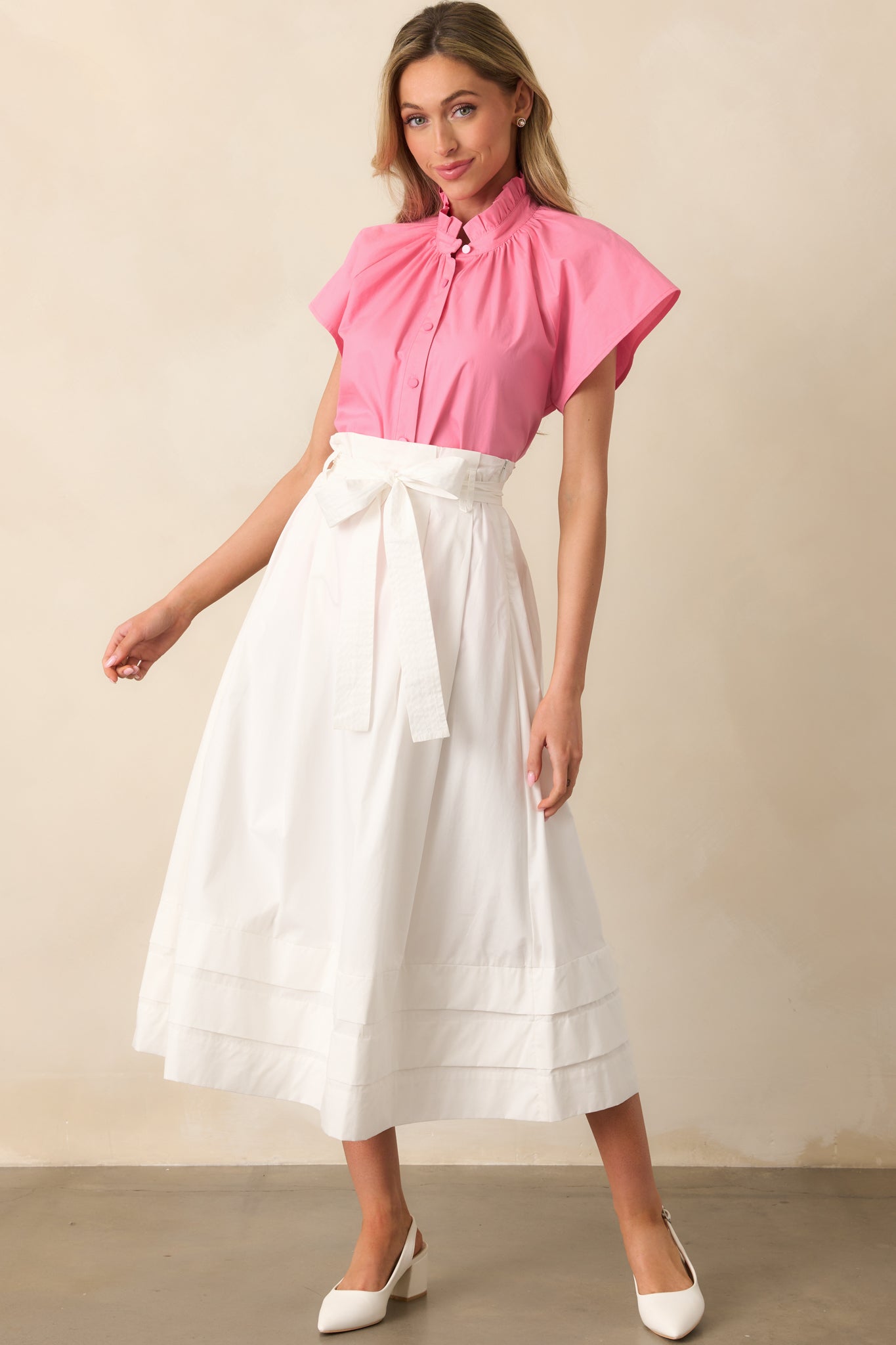 Prosperina Ashford White Cotton Midi Skirt