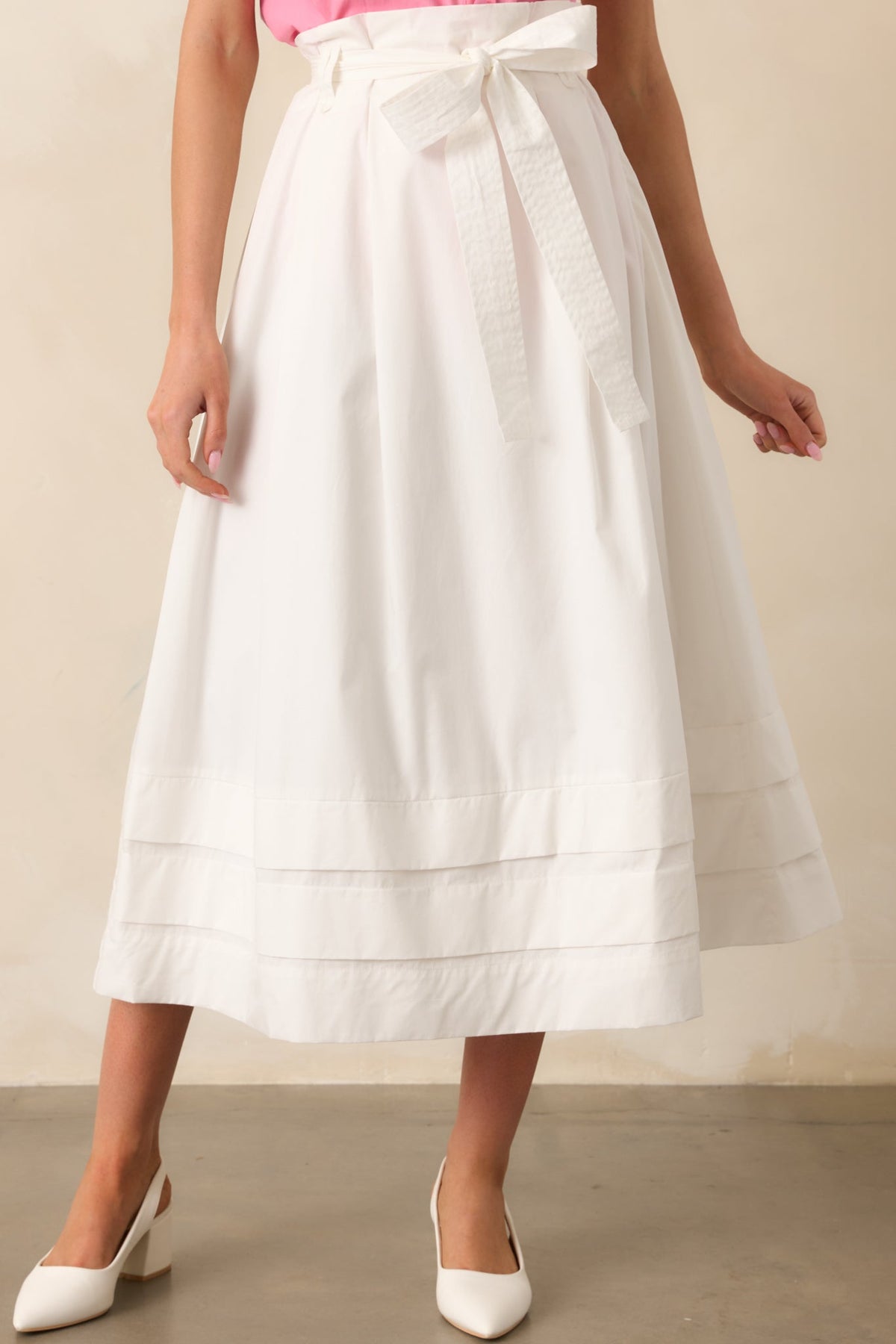 Prosperina Ashford White Cotton Midi Skirt