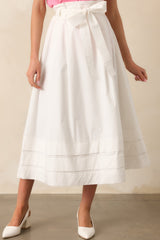Prosperina Ashford White Cotton Midi Skirt