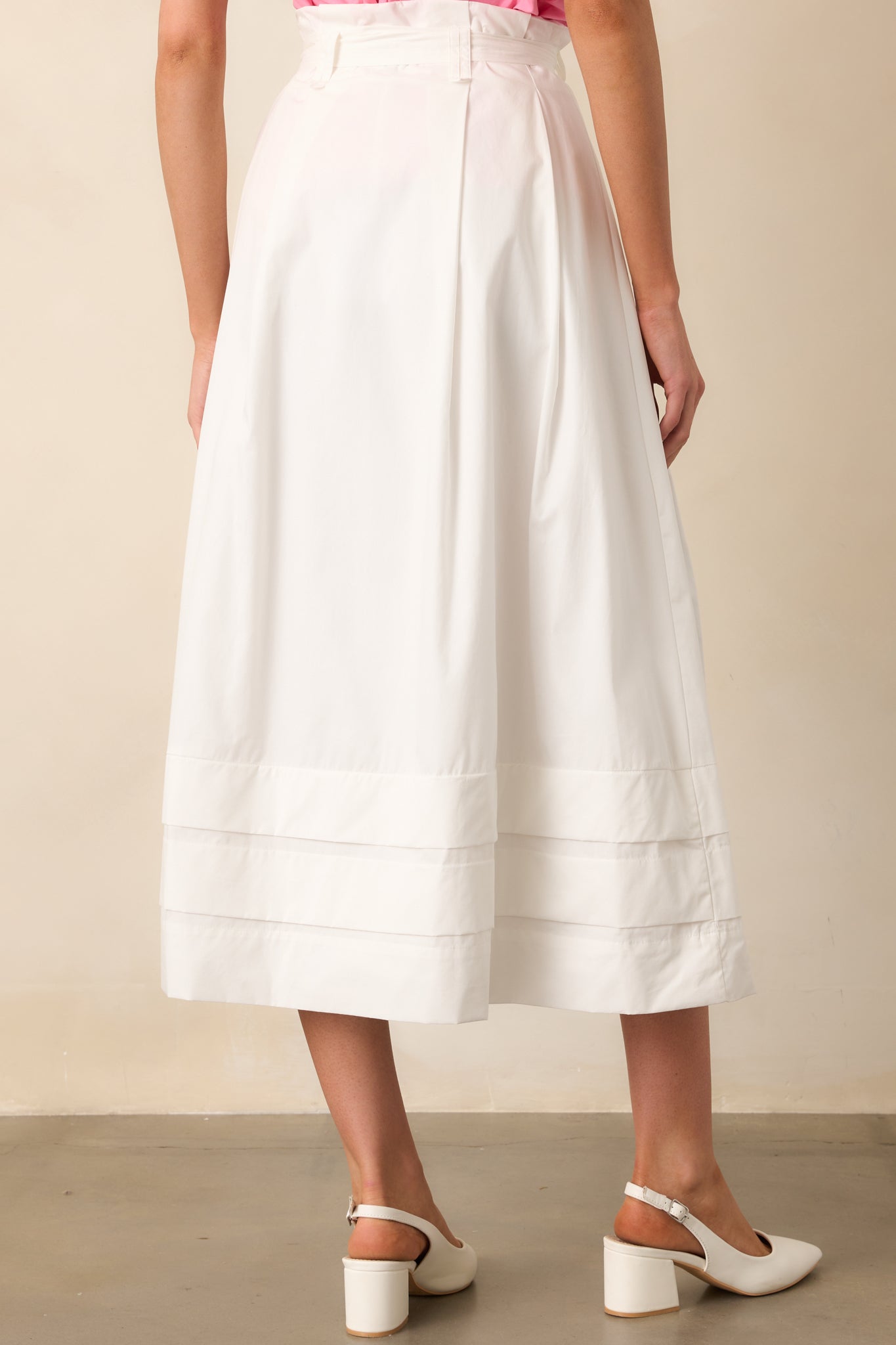 Prosperina Ashford White Cotton Midi Skirt