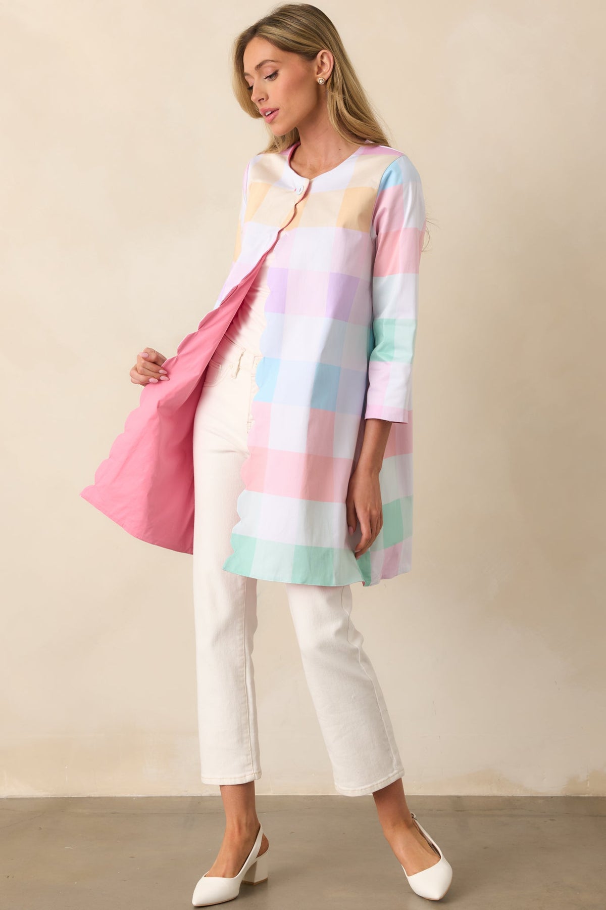 Easton Easter Soiree Plaid Scalloped Reversible Cotton Jacket