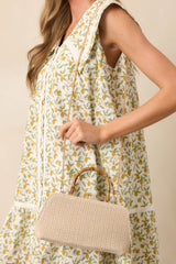 Finding Paradise Ivory Bamboo Handle Woven Handbag