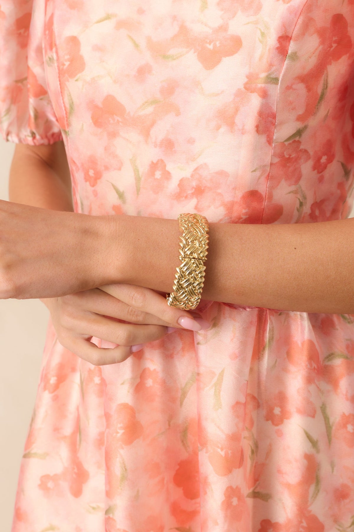 One Side Of The Story Gold Woven Textured Bracelet
