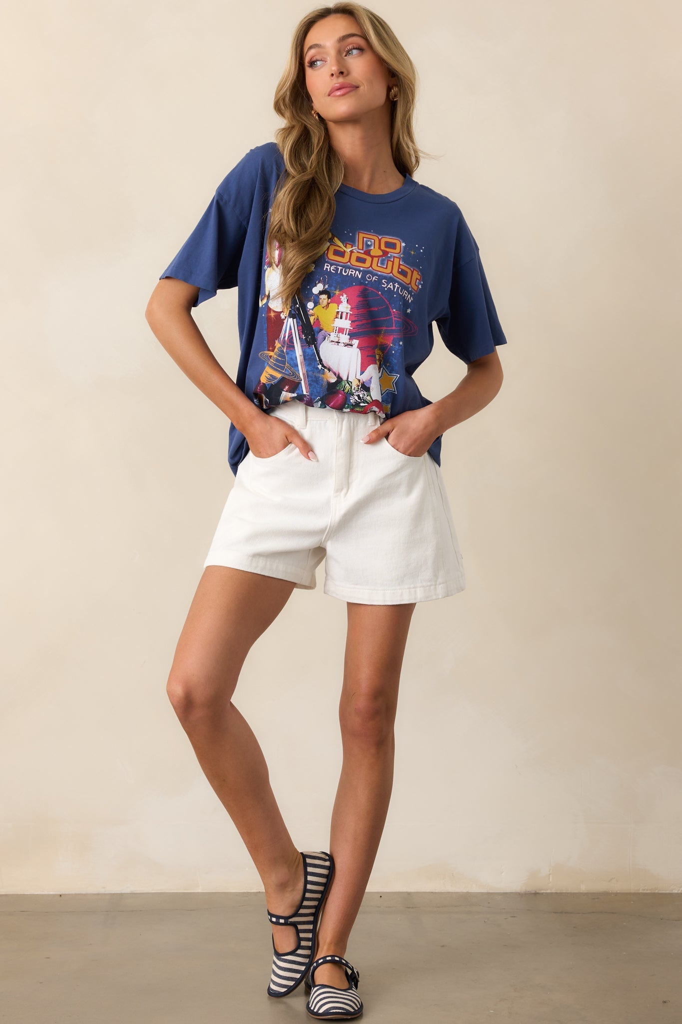 No Doubt Washed Indigo Return Of Saturn Collage Merch Tee