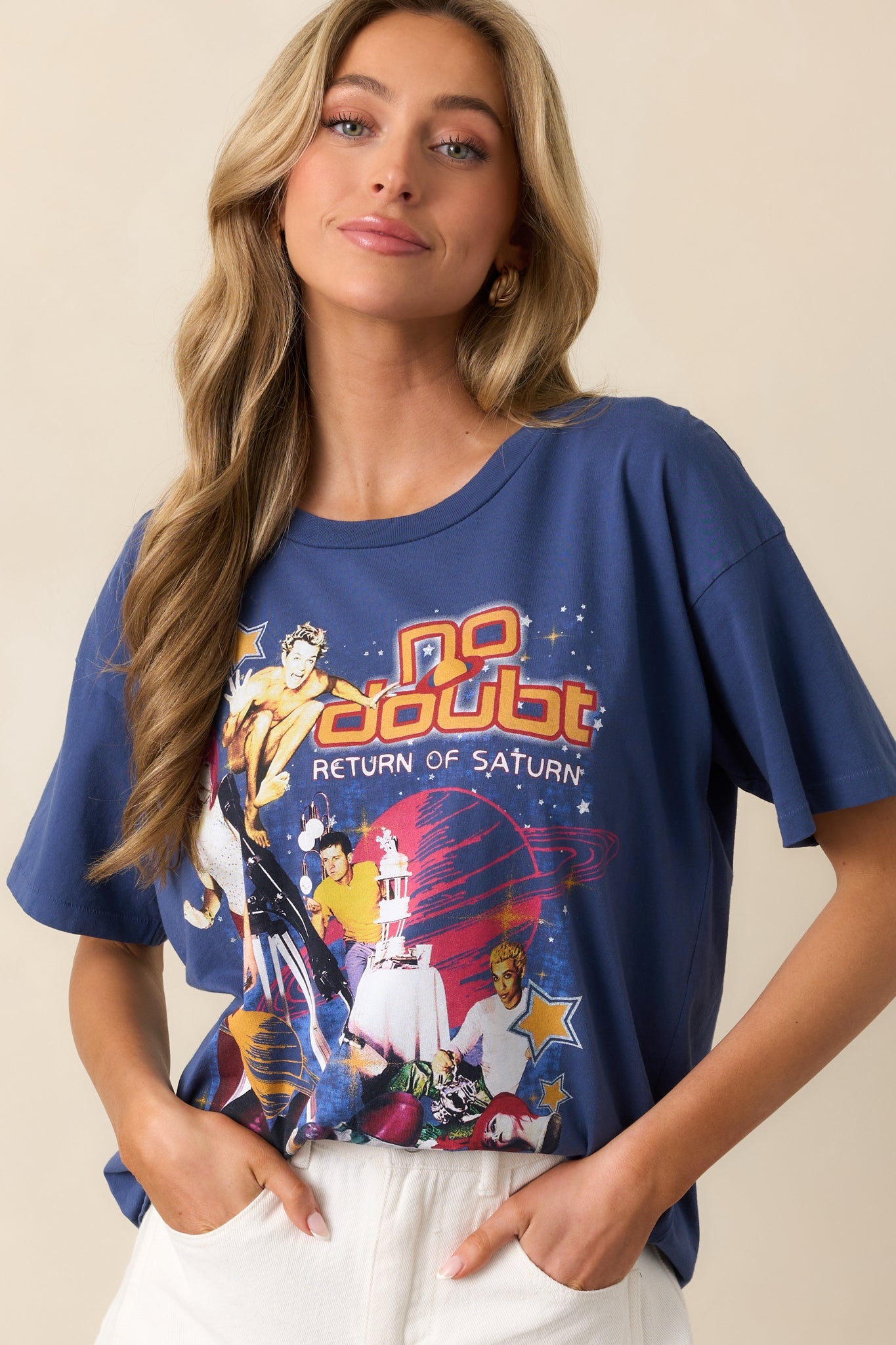 No Doubt Washed Indigo Return Of Saturn Collage Merch Tee