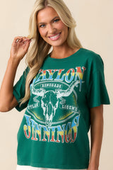 Waylon Jennings Hunter Green Outlaw Legend Boyfriend Tee