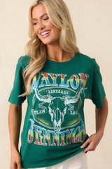 Waylon Jennings Hunter Green Outlaw Legend Boyfriend Tee