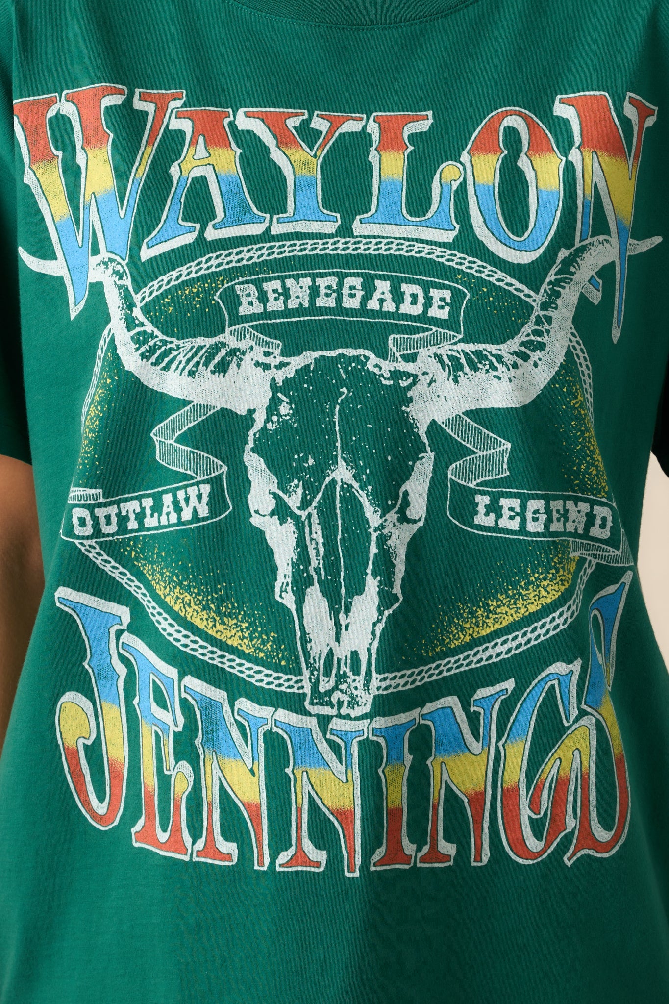 Waylon Jennings Hunter Green Outlaw Legend Boyfriend Tee