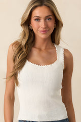 MINKPINK Ivory Isla Boucle Knit Tank