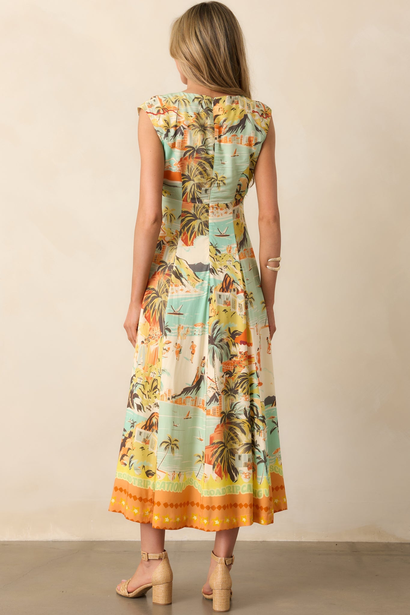 MINKPINK Yellow Green Vacanza Midi Dress