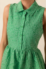 Said And Done Green Floral Jacquard Midi Shirt Dress
