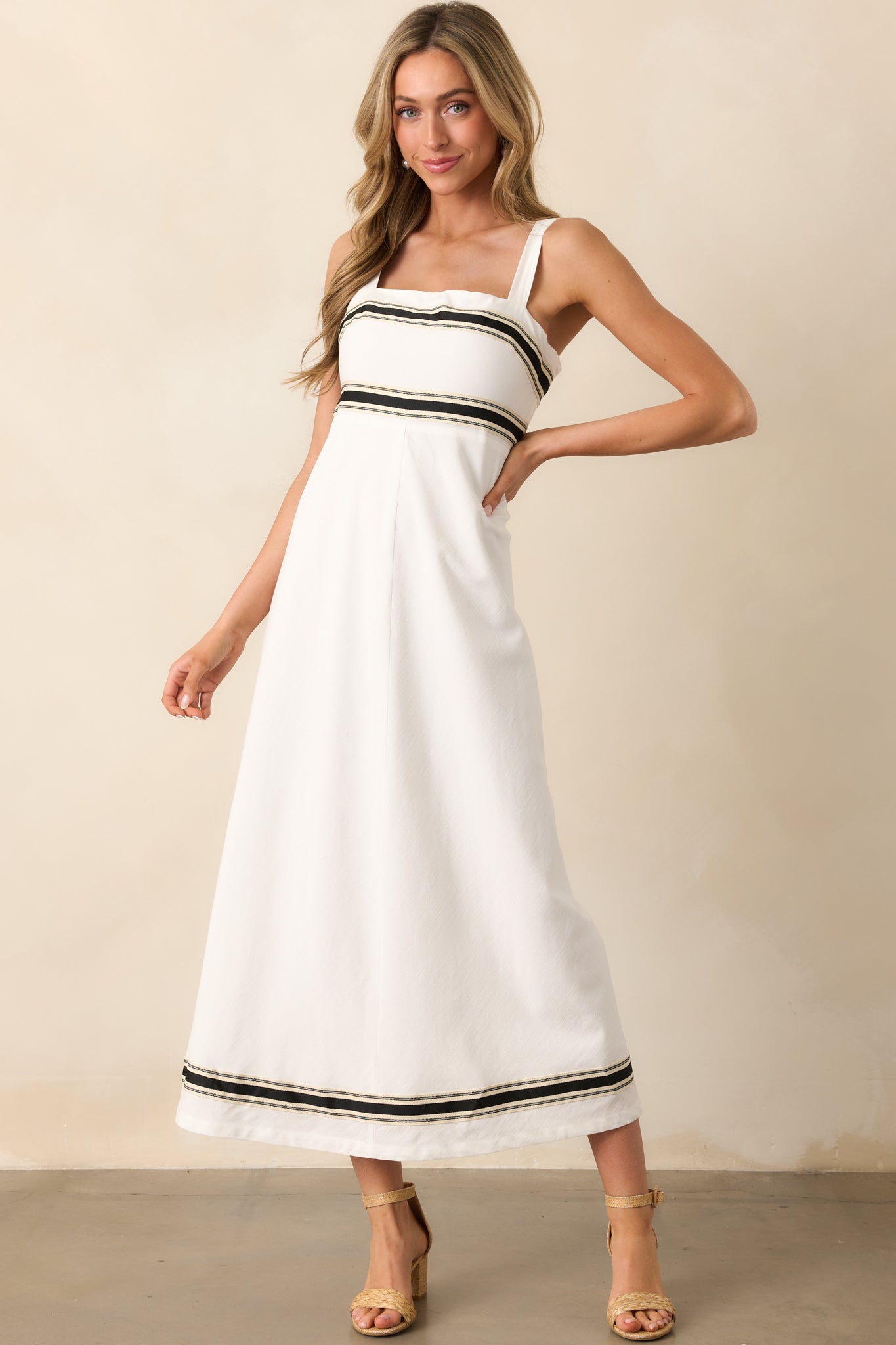 MINKPINK White Briar Trim Midi Dress