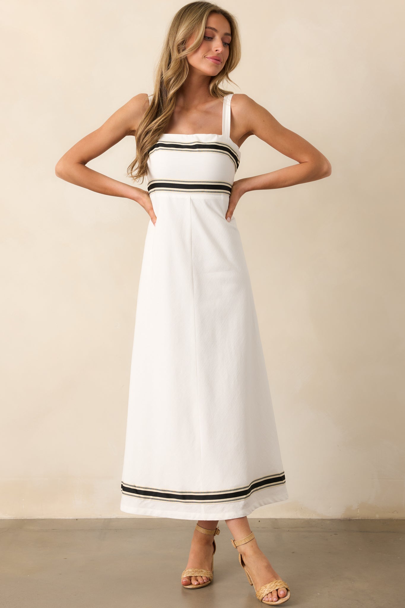 MINKPINK White Briar Trim Midi Dress