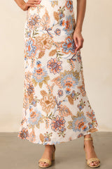 MINKPINK Ivory Floral Marceline Bias Midi Skirt