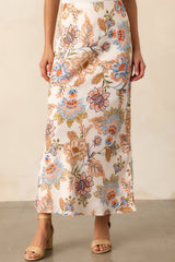 MINKPINK Ivory Floral Marceline Bias Midi Skirt