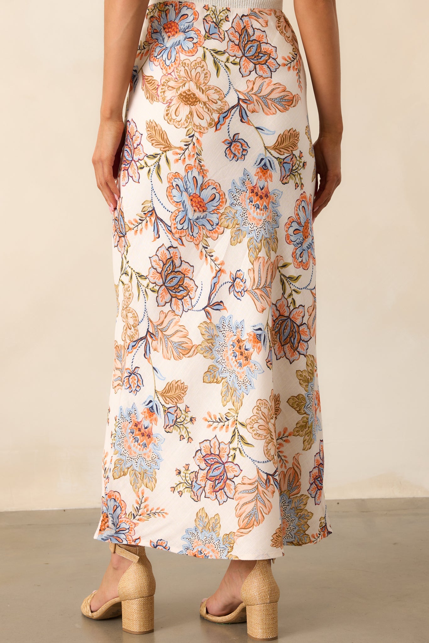 MINKPINK Ivory Floral Marceline Bias Midi Skirt
