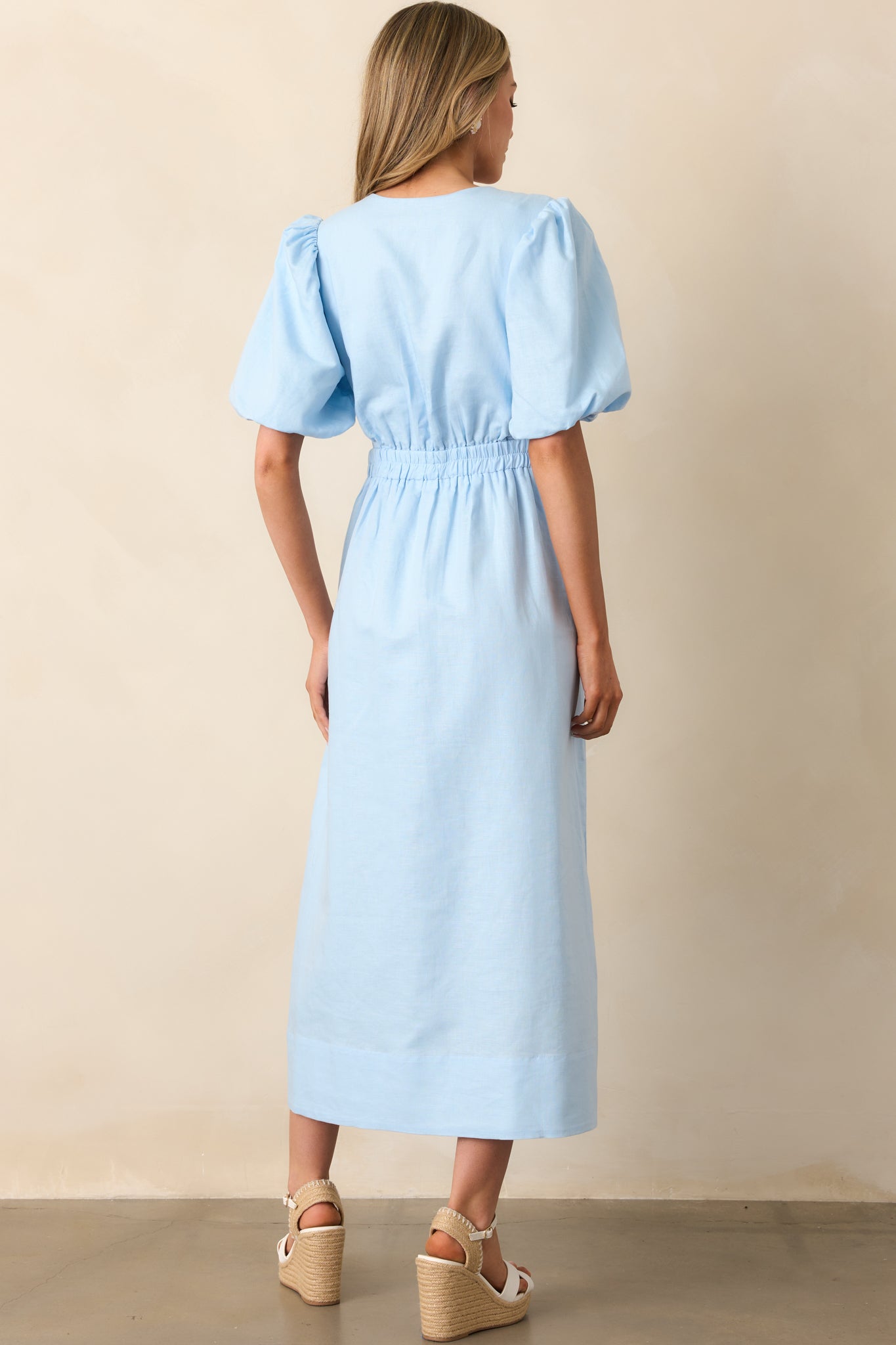 MINKPINK Sky Blue Pandora Puff Sleeve Midi Dress